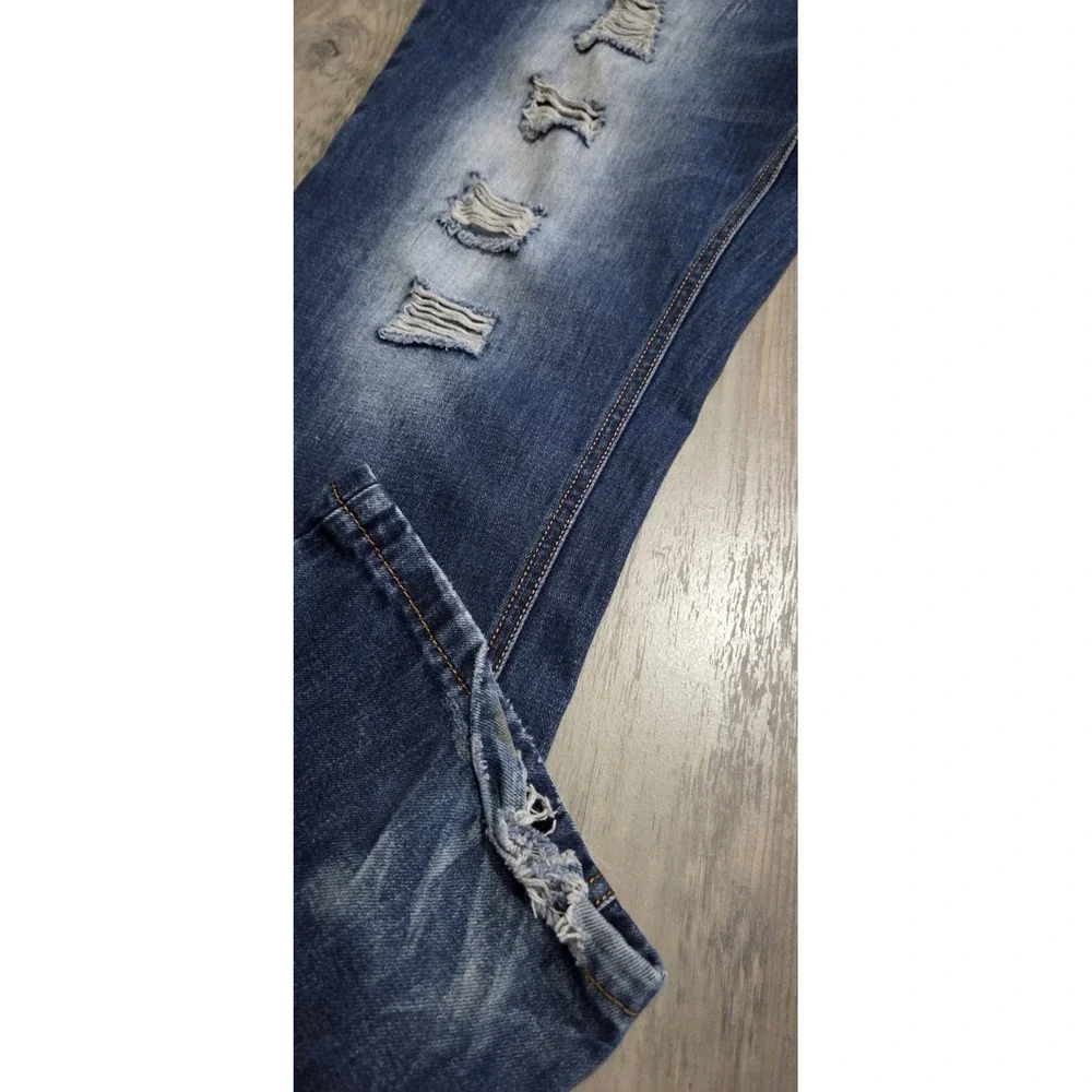 CJ Black Dark Wash Distressed  Denim Blue Jeans Men 38x32